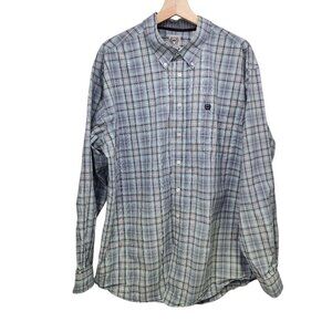 Cinch Western Plaid Button-Down Long-Sleeve Shirt XL Gray/Black‎